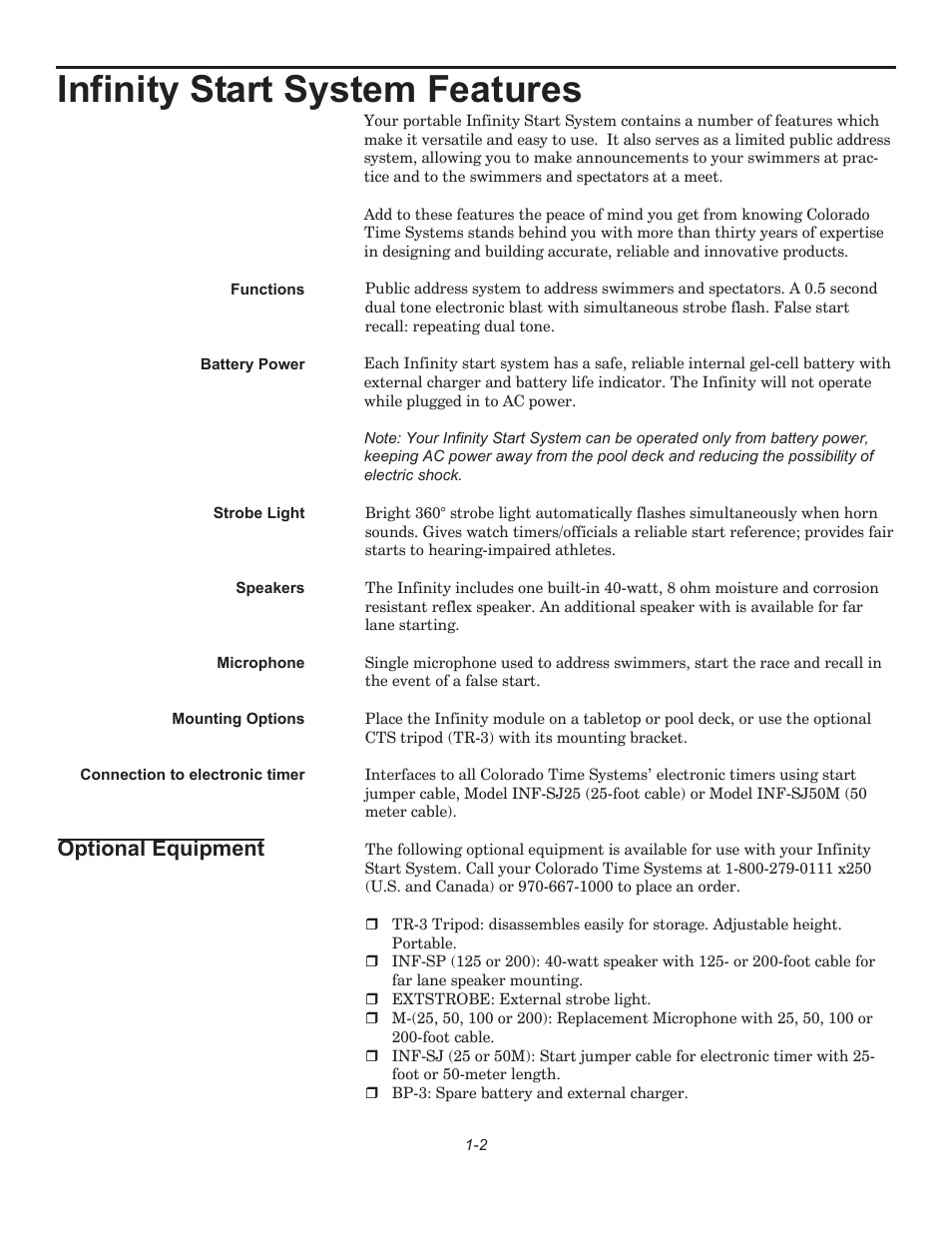Infinity start system features, Optional equipment | Infinity F849 User Manual | Page 6 / 20