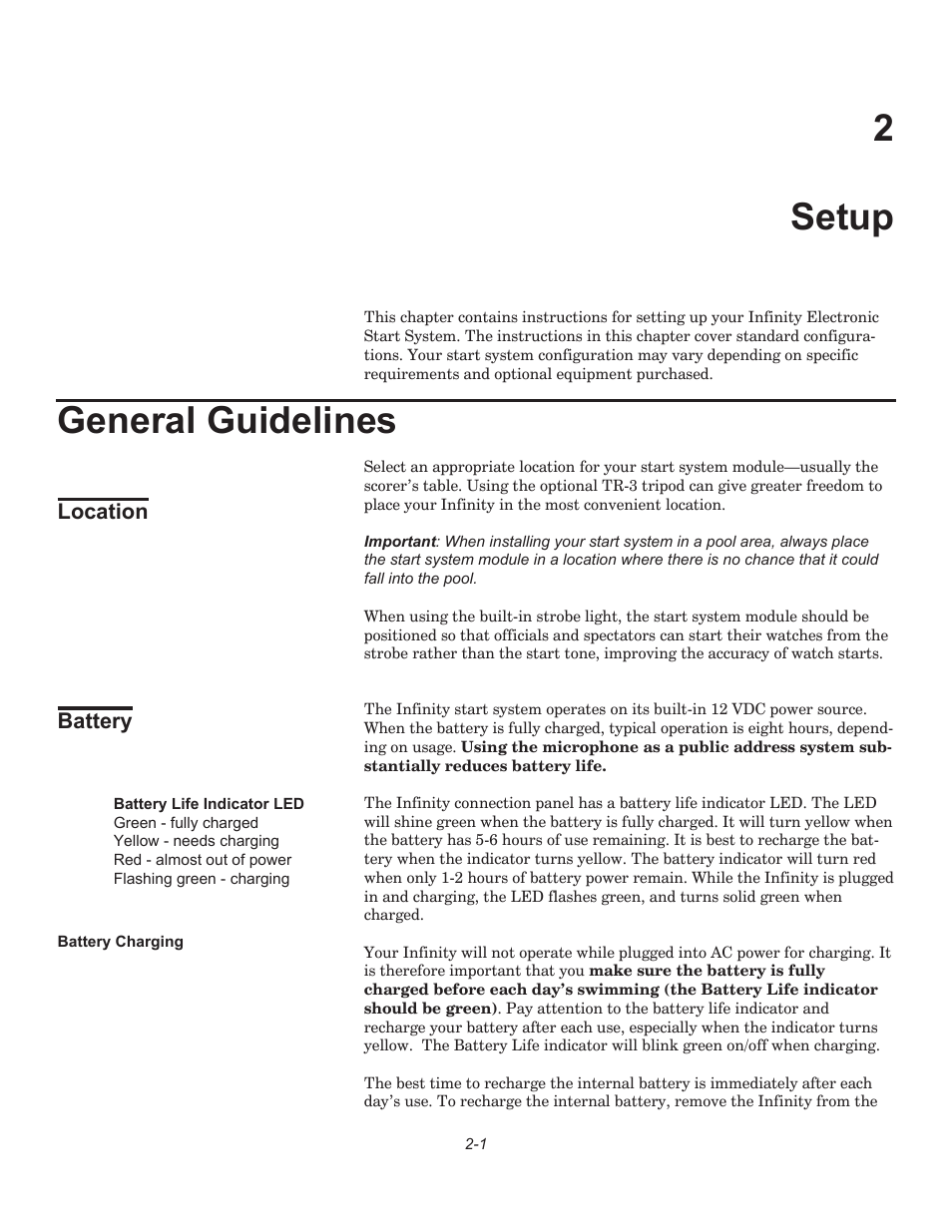 2setup, General guidelines, Location battery | Infinity F849 User Manual | Page 9 / 20