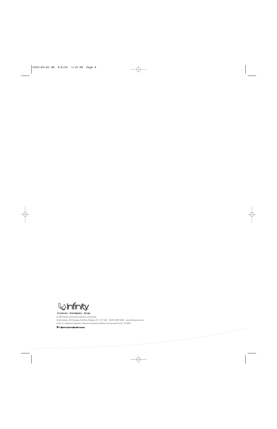 Infinity CS80R User Manual | Page 8 / 8