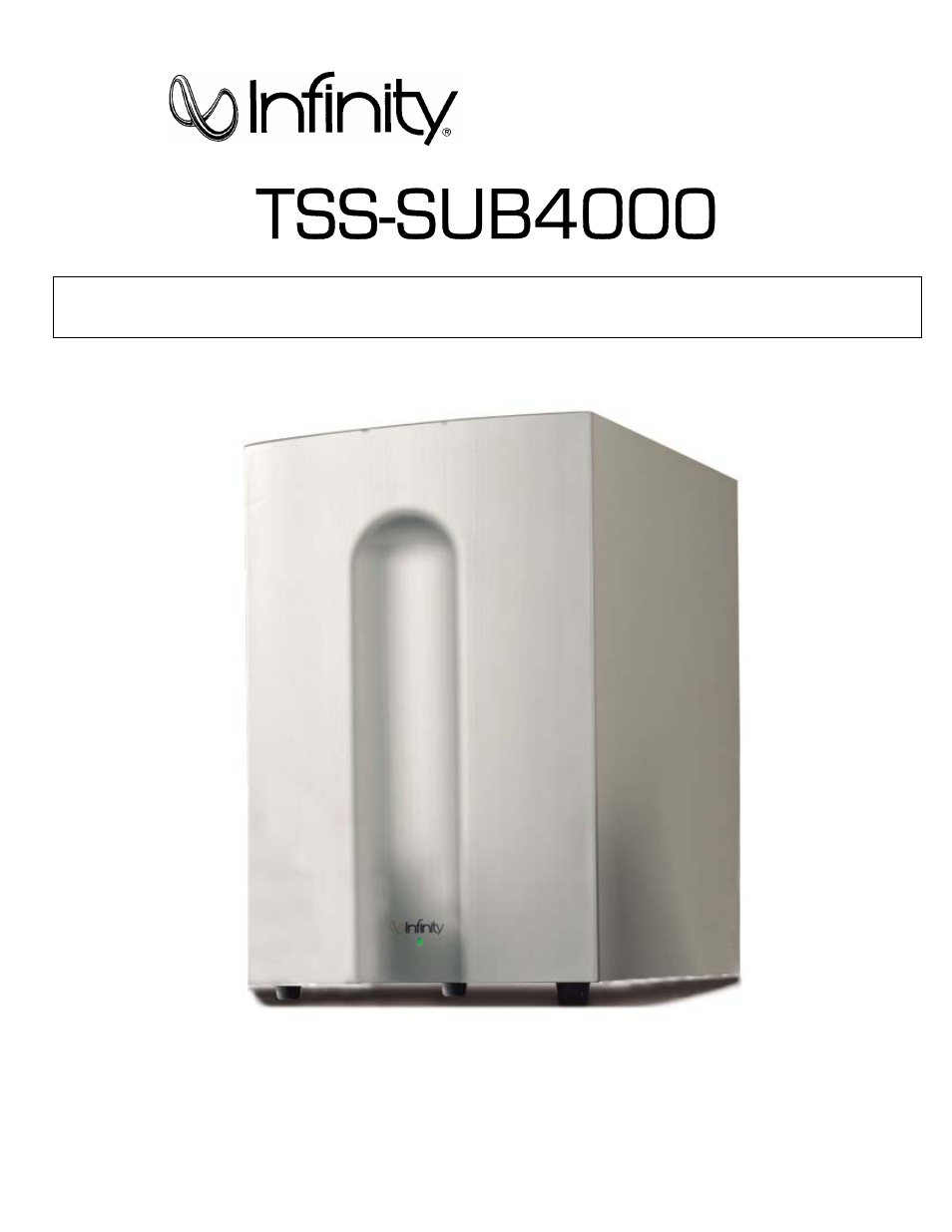 Infinity TSS-SUB4000 User Manual | 32 pages