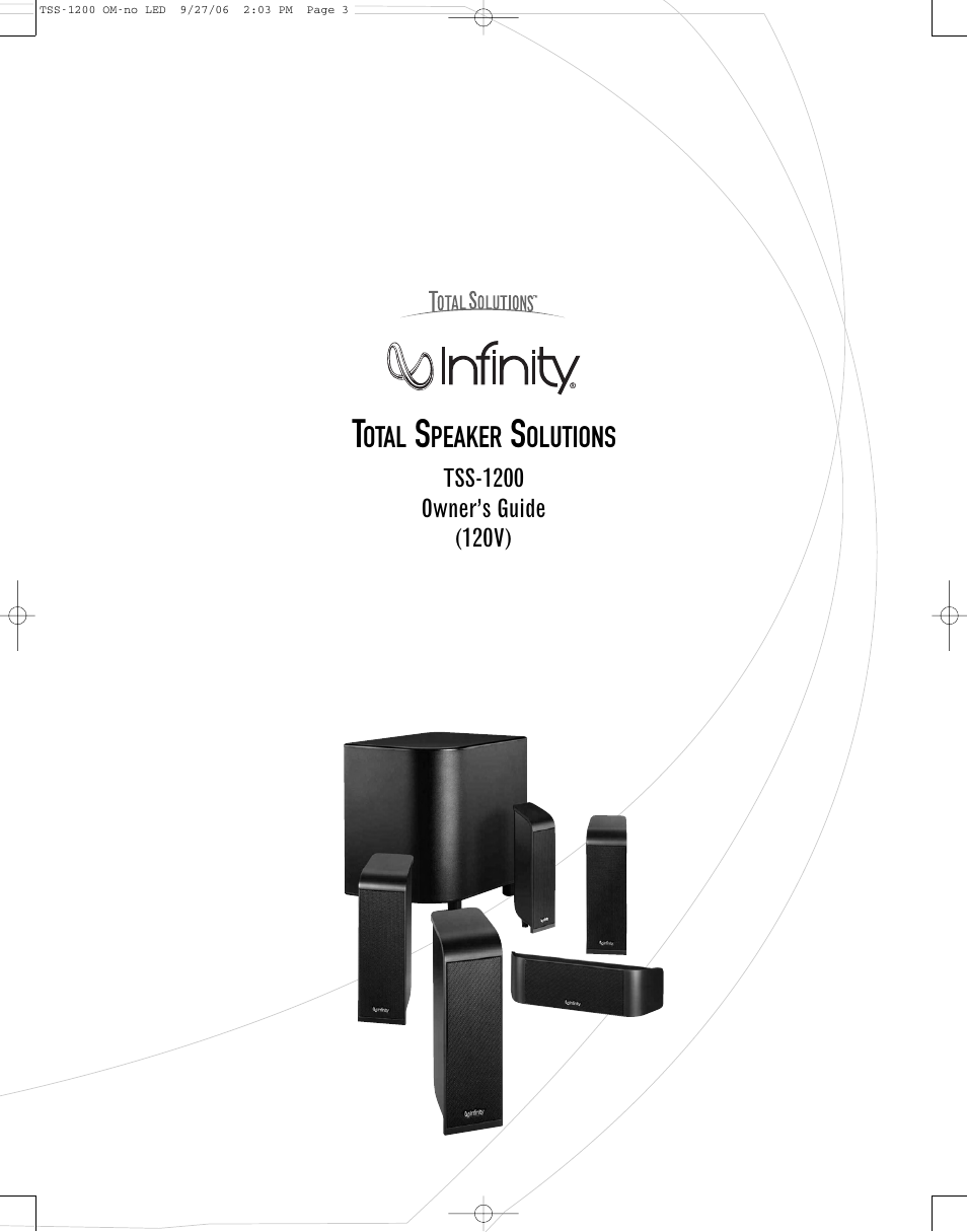 Infinity TSS1200 User Manual | 12 pages