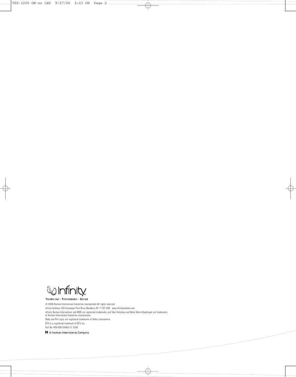 Infinity TSS1200 User Manual | Page 12 / 12