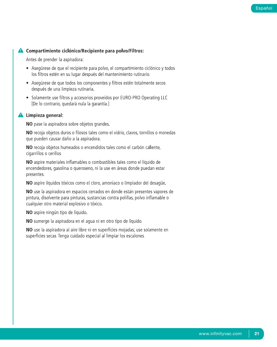 Infinity NV22T User Manual | Page 21 / 53