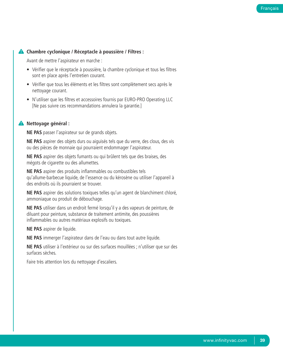 Infinity NV22T User Manual | Page 38 / 53