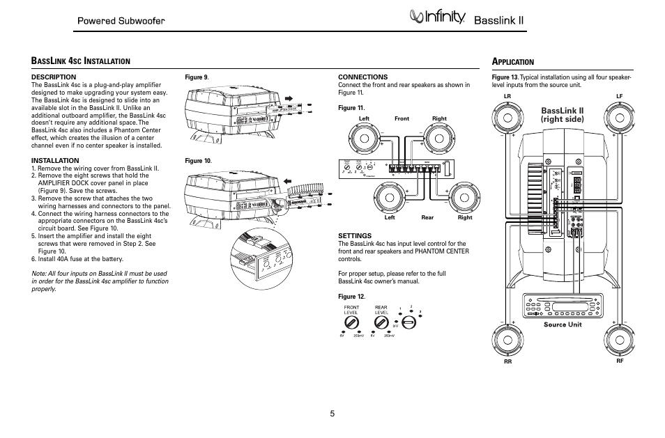 Left front right left rear right, Basslink ii | Infinity Powered Subwoofer Basslink II None User Manual | Page 6 / 34