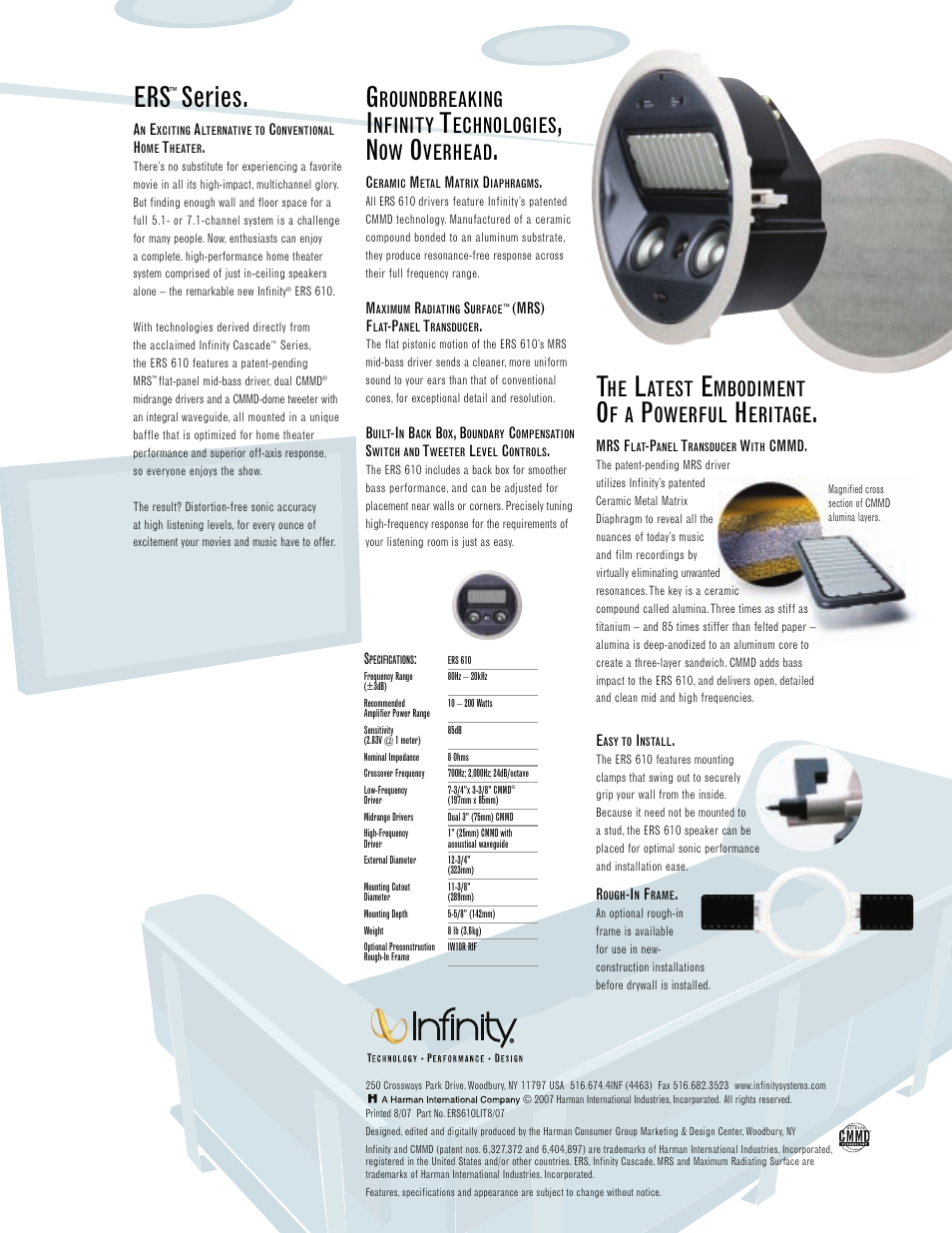 Series, Roundbreaking, Nfinity | Echnologies, Verhead, Atest, Mbodiment, Owerful, Eritage | Infinity INFH1390 User Manual | Page 2 / 2