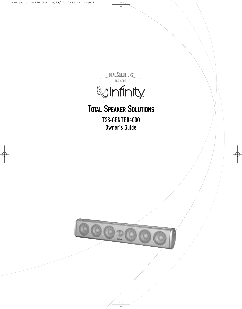 Infinity TSS-CENTER4000 User Manual | 8 pages