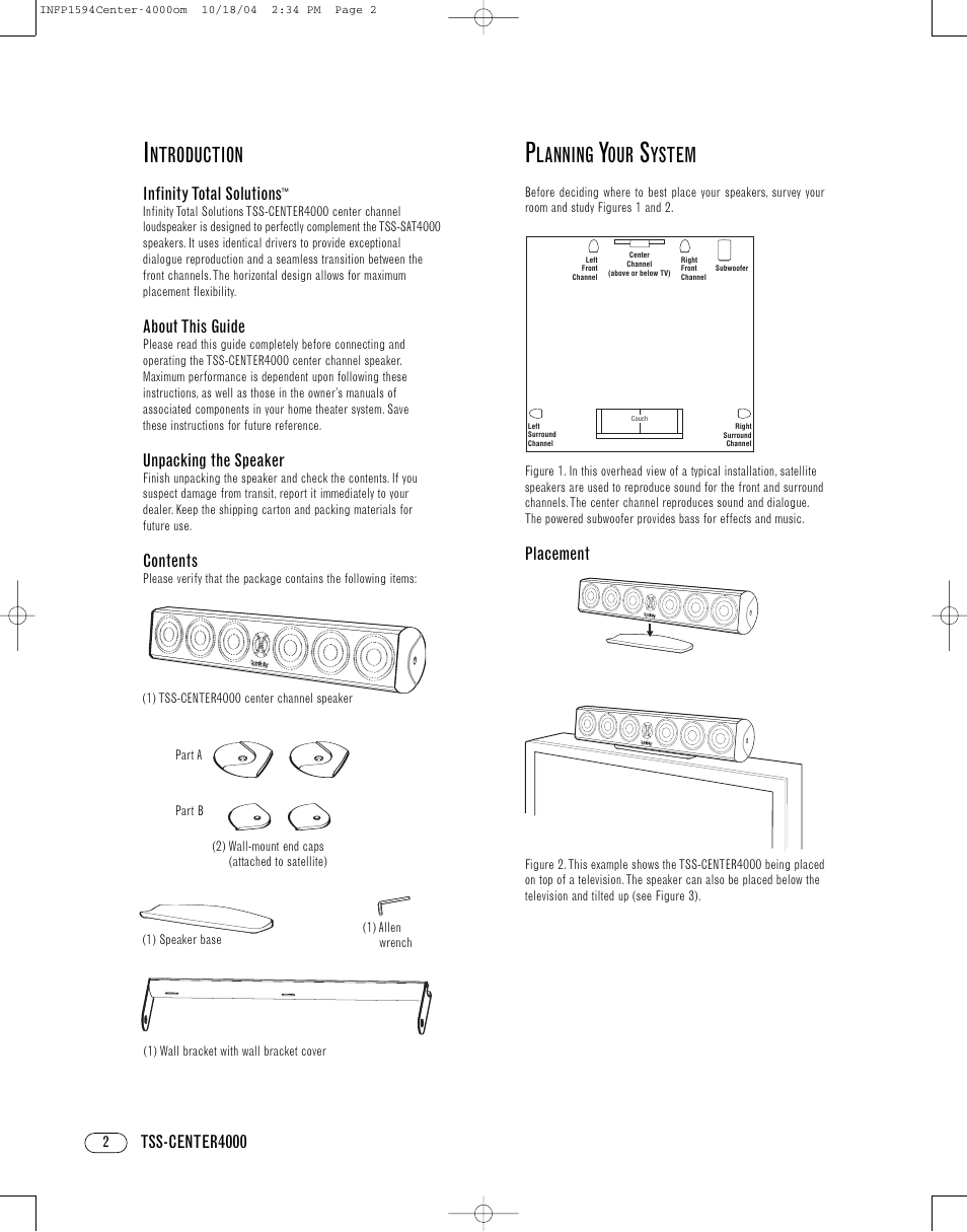 Infinity TSS-CENTER4000 User Manual | Page 2 / 8