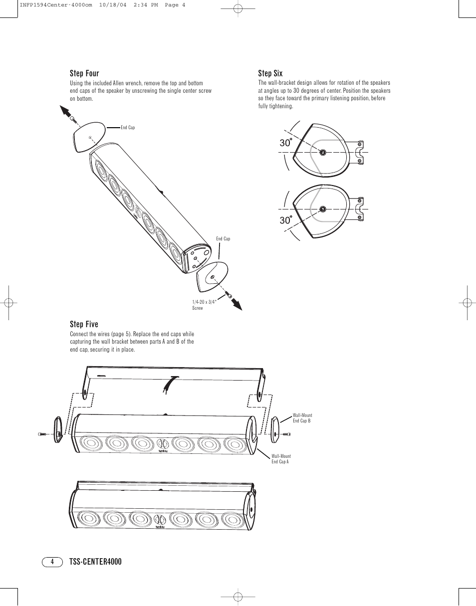 Tss-center4000 step five, Step four, Step six | Infinity TSS-CENTER4000 User Manual | Page 4 / 8