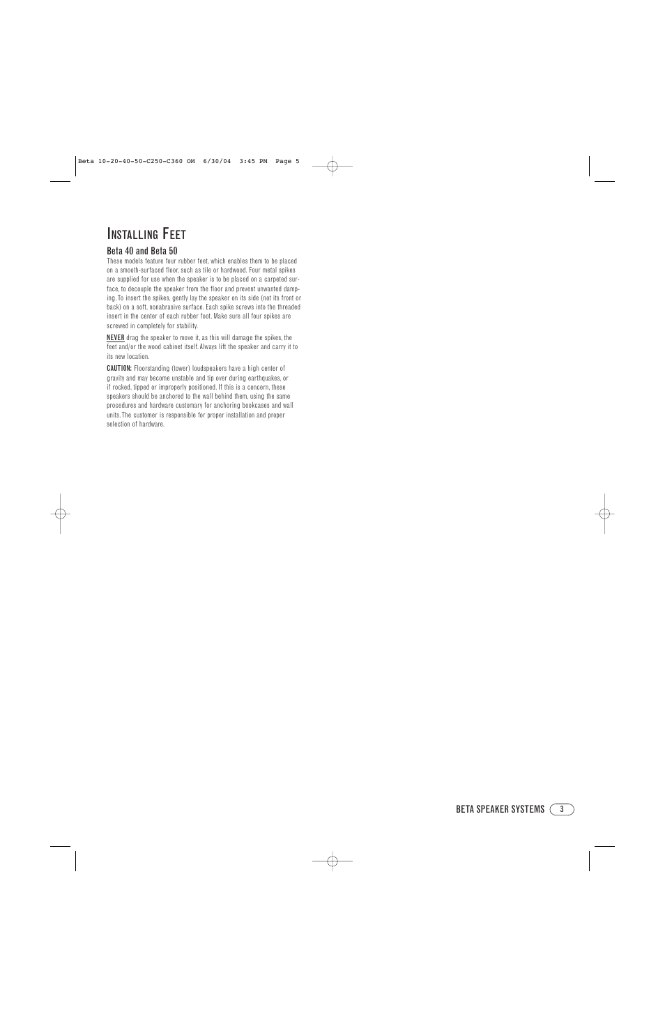 Infinity Beta 50 User Manual | Page 3 / 8