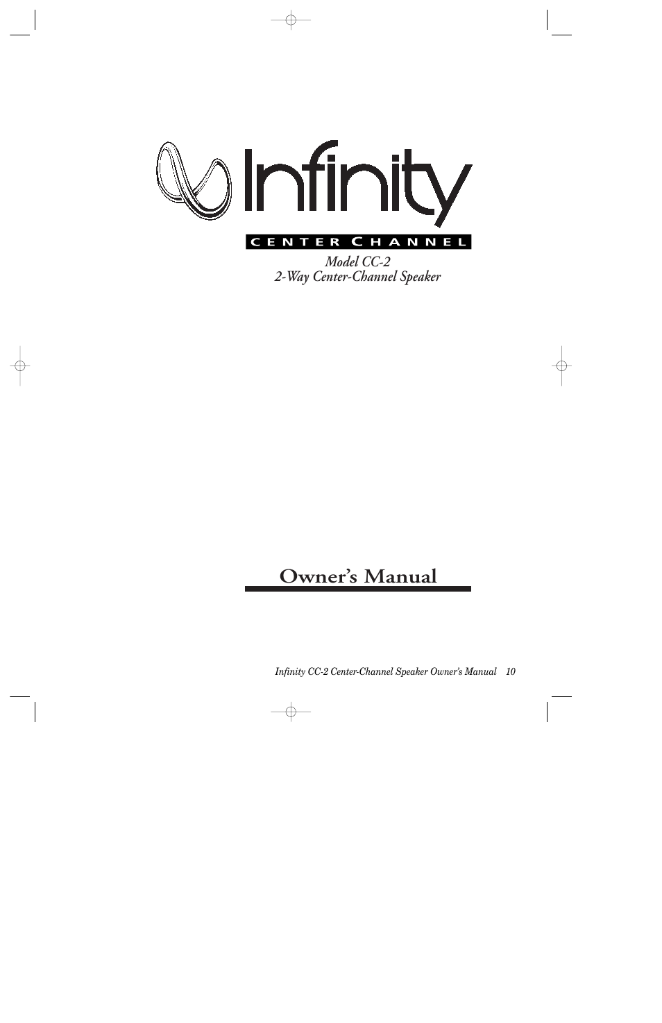 Infinity CC-2 User Manual | 10 pages