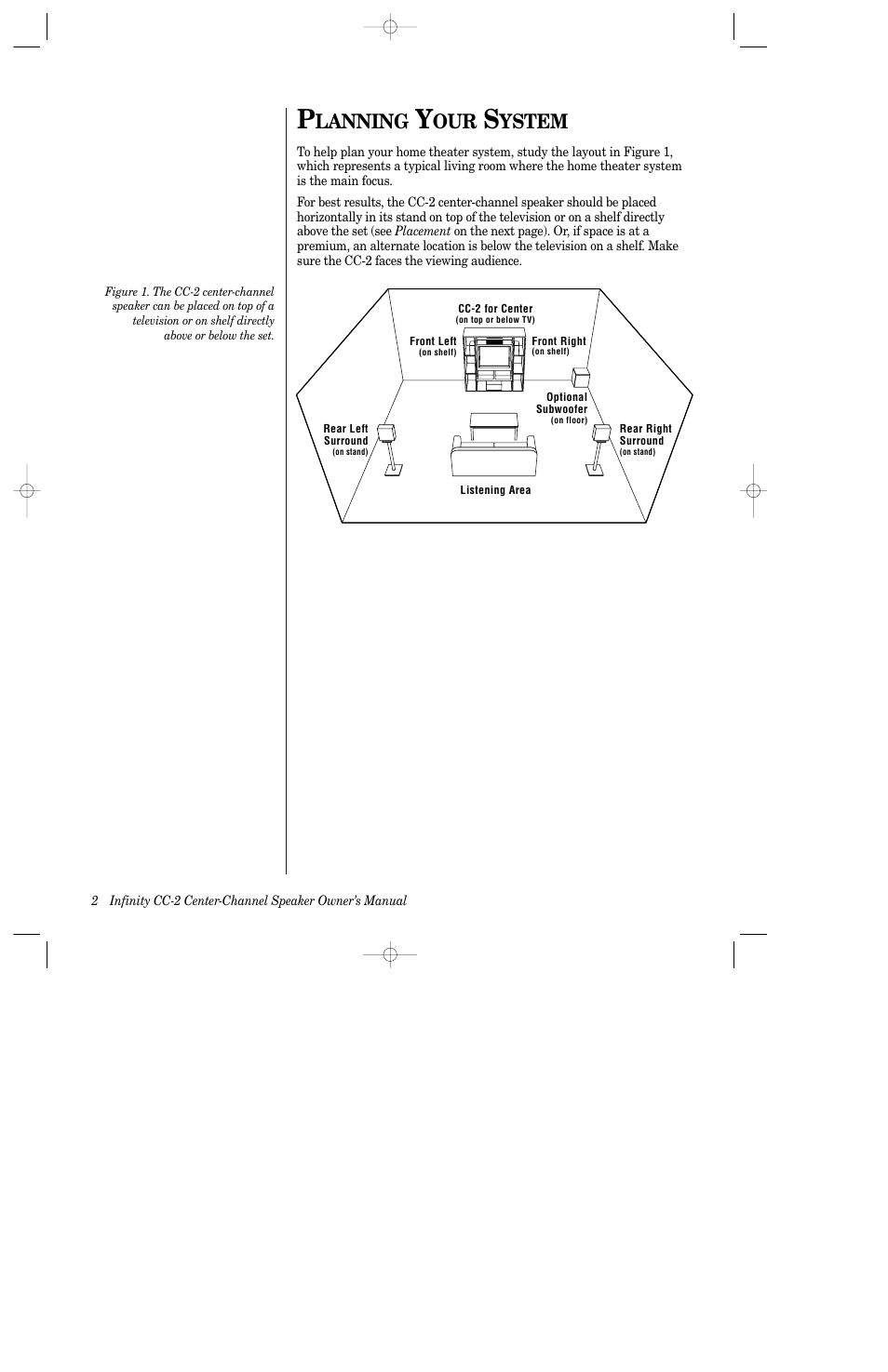 Lanning, Ystem | Infinity CC-2 User Manual | Page 3 / 10