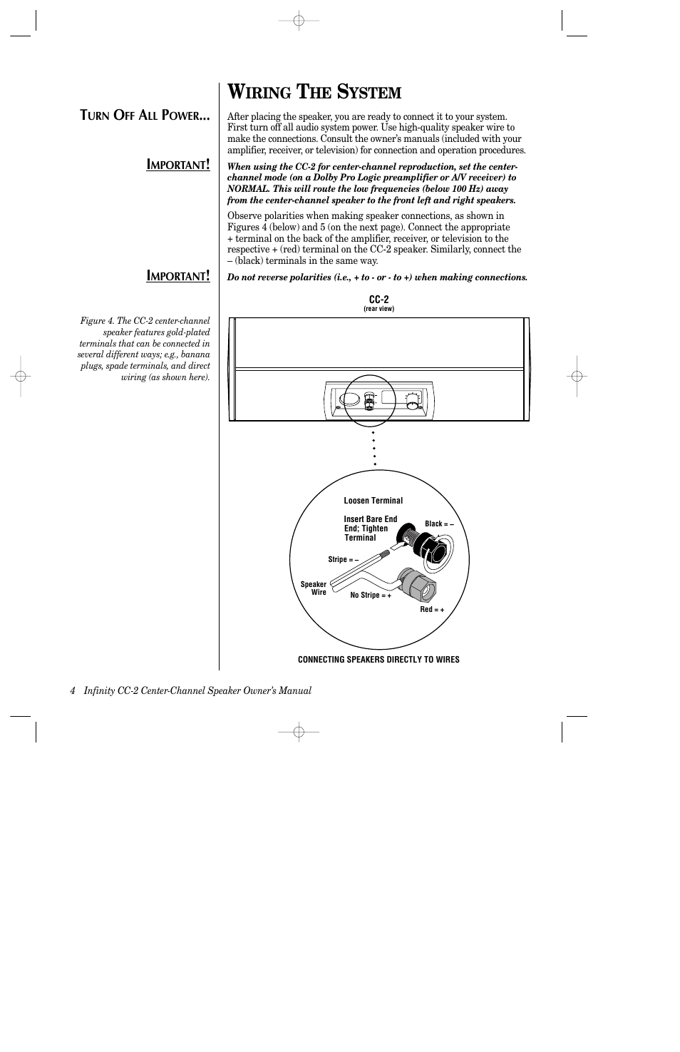 Iring, Ystem | Infinity CC-2 User Manual | Page 5 / 10