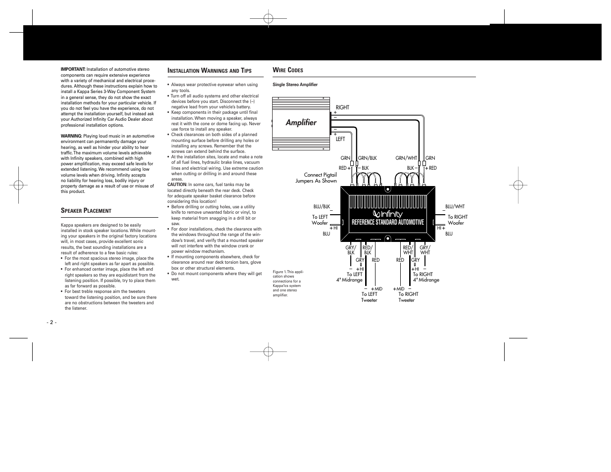 Amplifier, Reference standard automotive | Infinity Kappa Series 3-Way Component System 1.1cs User Manual | Page 2 / 4
