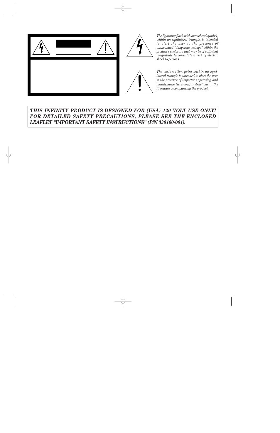 Caution | Infinity OVTR 2 User Manual | Page 2 / 15