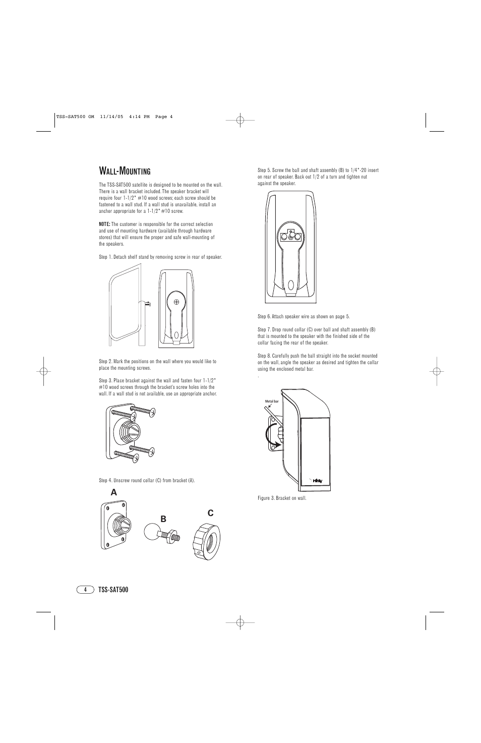 Ab c, Ounting | Infinity TSS-SAT500 User Manual | Page 4 / 8