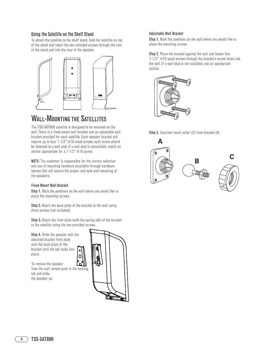 Ab c | Infinity TOTAL SOLUTIONS TSS-SAT800 User Manual | Page 4 / 8