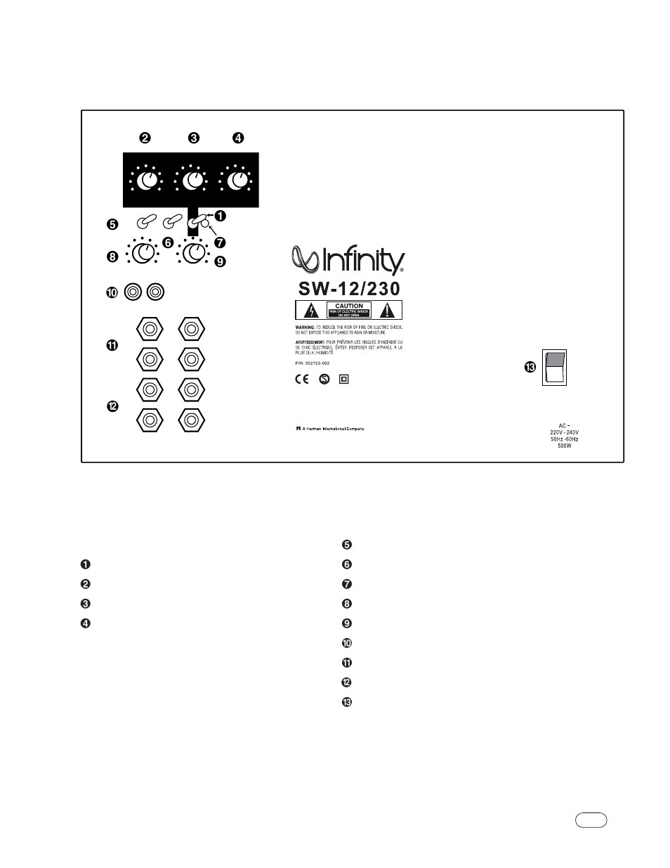 Ontrols and, Onnections, Beta sw-12 rear panel | Infinity BETA SW-12 User Manual | Page 4 / 9