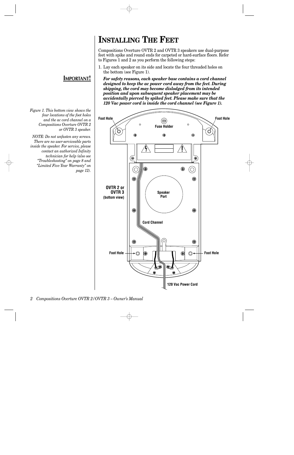 Nstalling | Infinity 3-Way Full Rang Floorstanding Speakers OVTR 2 User Manual | Page 4 / 15