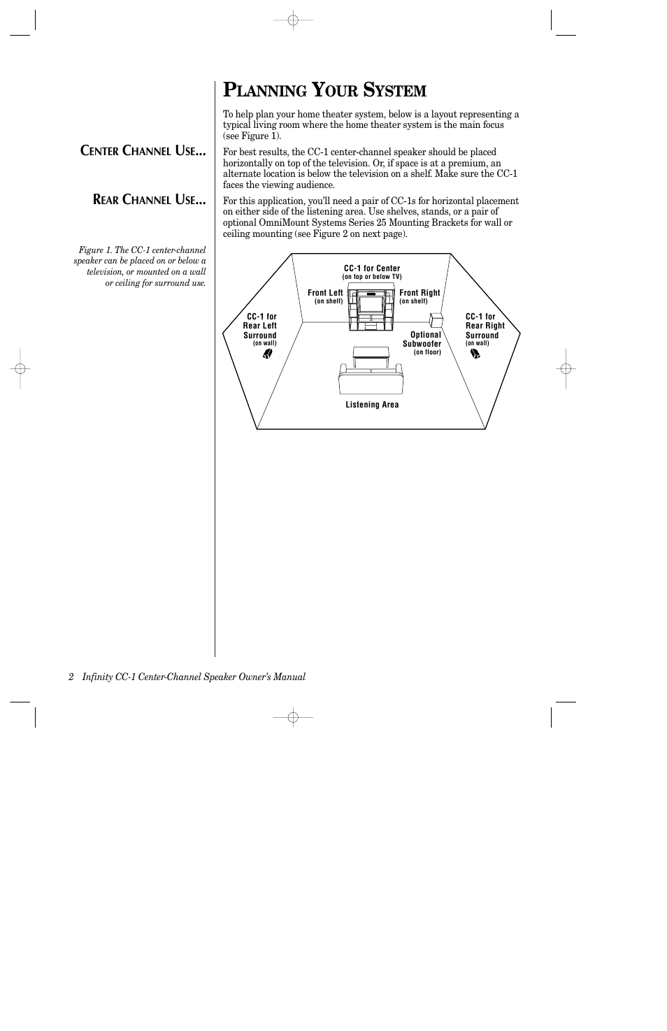 Lanning, Ystem | Infinity CC-1 User Manual | Page 3 / 10