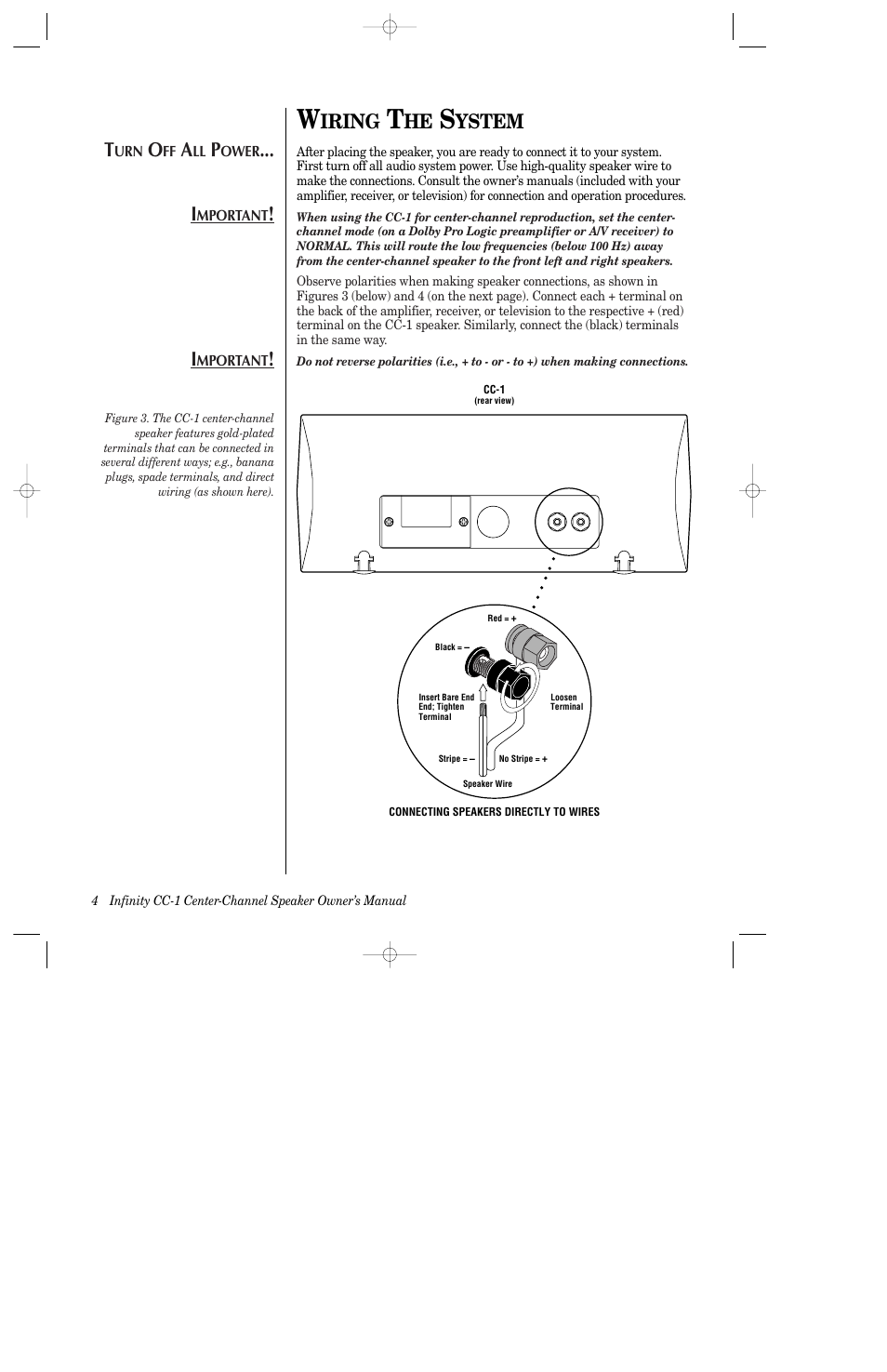 Iring, Ystem | Infinity CC-1 User Manual | Page 5 / 10