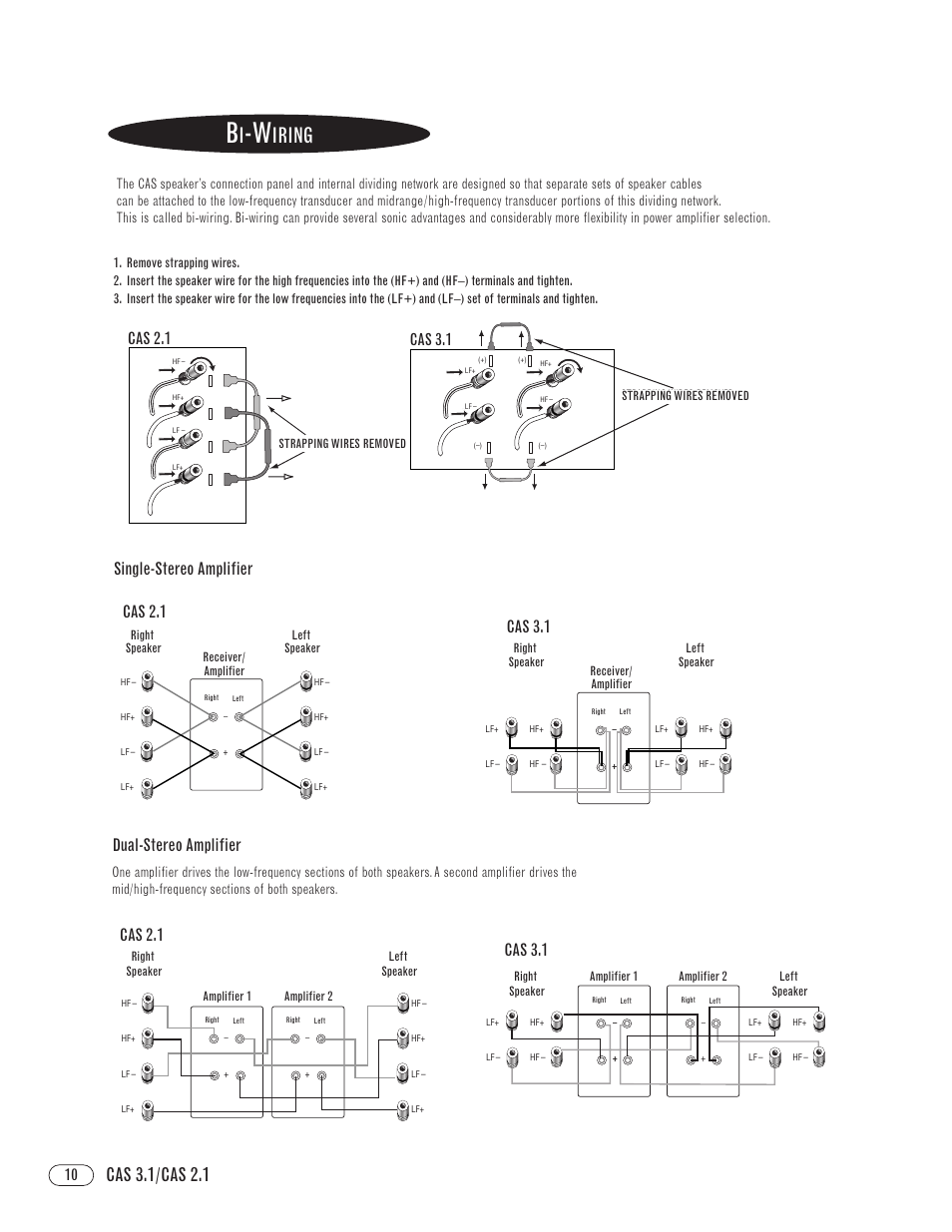 Iring, Cas 3.1/cas 2.1, Single-stereo amplifier dual-stereo amplifier | Cas 2.1, Cas 2.1 cas 3.1, Cas 3.1 | Infinity CAS 2.1 User Manual | Page 10 / 12