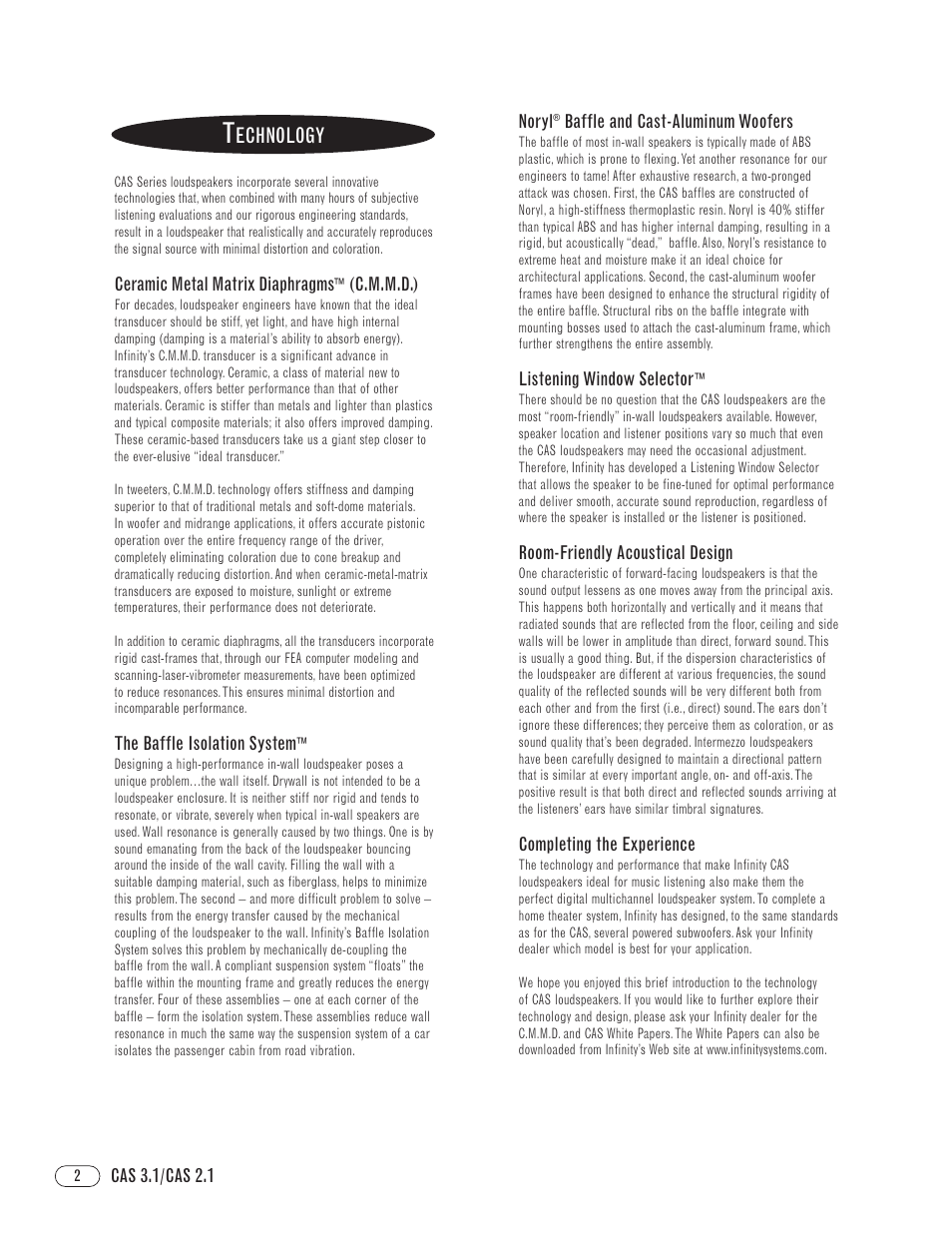 Echnology | Infinity CAS 2.1 User Manual | Page 2 / 12