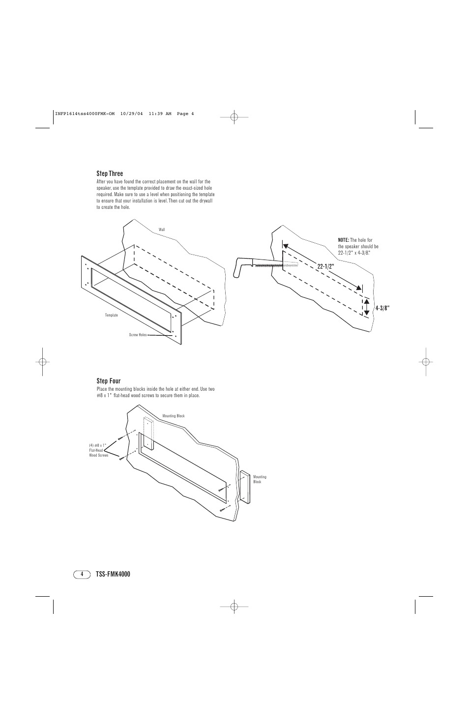 Tss-fmk4000 step three, Step four | Infinity TSS-FMK4000 User Manual | Page 4 / 8