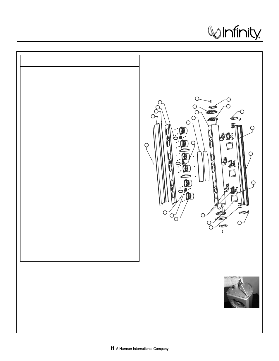 Technical manual, Tss 3-in-1, Exploded view | Infinity TSS 3-IN-1 User Manual | Page 2 / 2