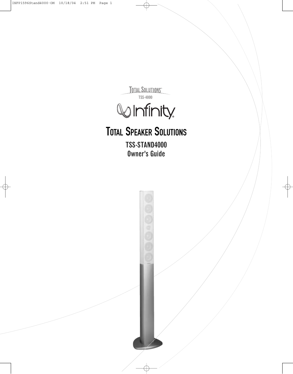 Infinity TOTAL SPEAKER SOLUTIONS TSS-STAND4000 User Manual | 4 pages