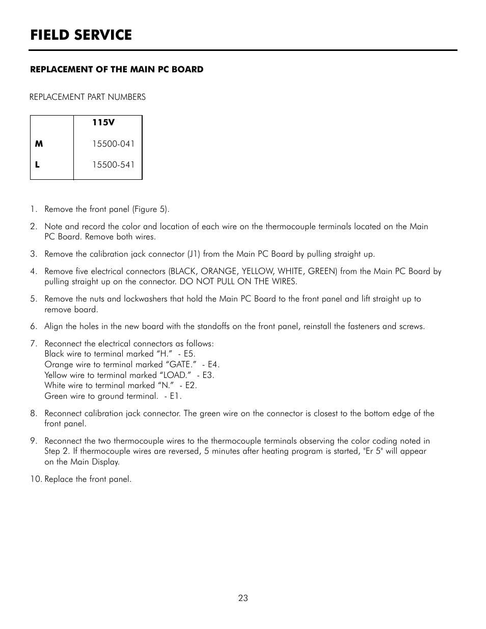Field service | Infinity M30 User Manual | Page 24 / 32