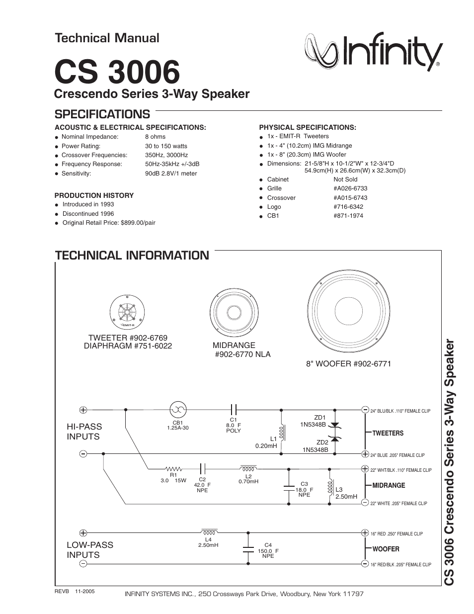 Infinity Crescendo CS 3006 User Manual | 1 page