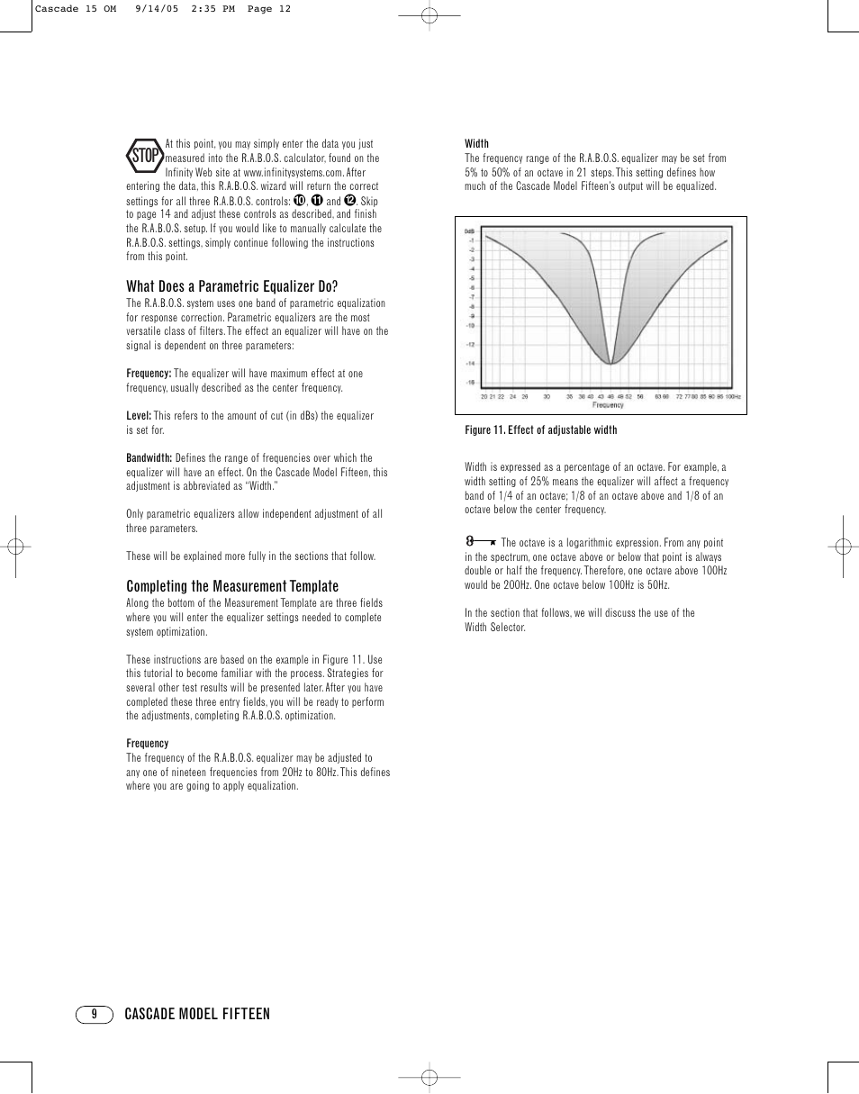 Stop | Infinity CASCADE FIFTEEN User Manual | Page 12 / 24