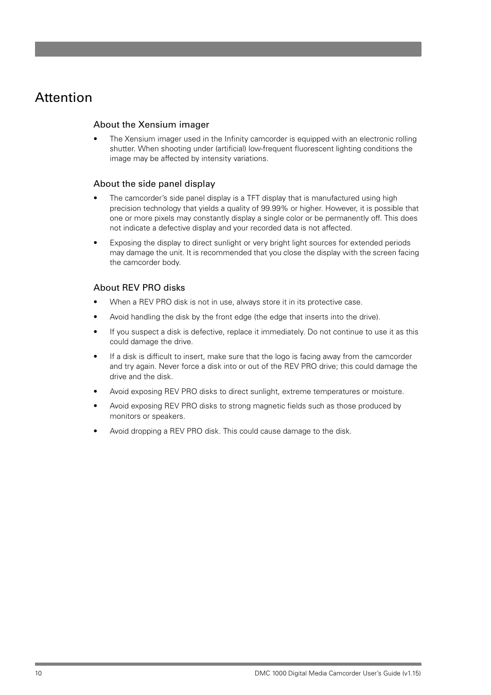 Attention | Infinity DMC 1000 User Manual | Page 10 / 150