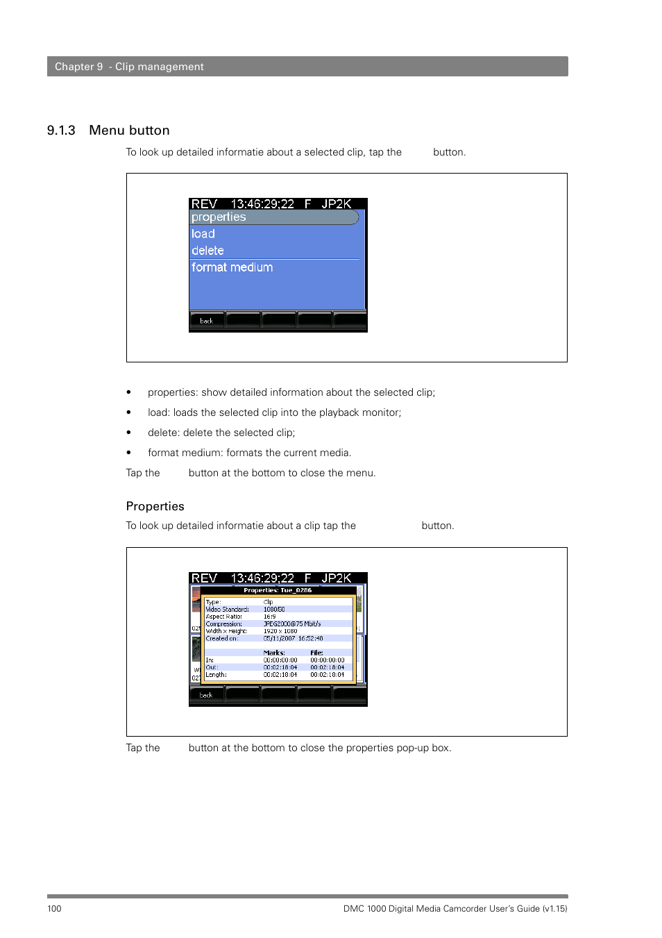 3 menu button, Menu button | Infinity DMC 1000 User Manual | Page 100 / 150