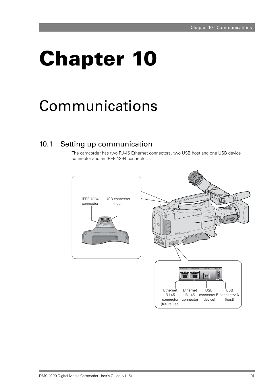 Communications, 1 setting up communication, Chapter 10 – communications | Setting up communication, Chapter 10 | Infinity DMC 1000 User Manual | Page 101 / 150