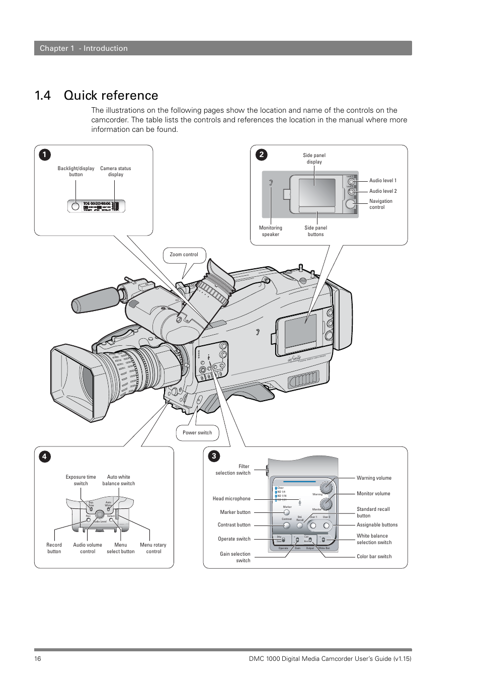 4 quick reference, Quick reference, Chapter 1 - introduction | Infinity DMC 1000 User Manual | Page 16 / 150