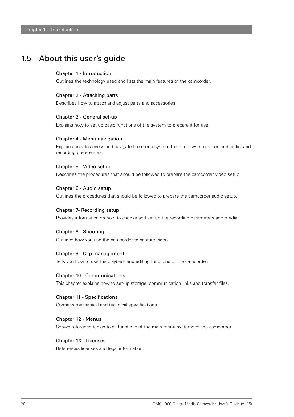 5 about this user’s guide, About this user’s guide | Infinity DMC 1000 User Manual | Page 20 / 150