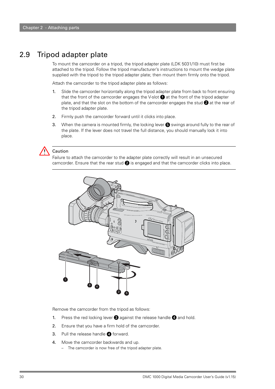 9 tripod adapter plate, Tripod adapter plate | Infinity DMC 1000 User Manual | Page 30 / 150