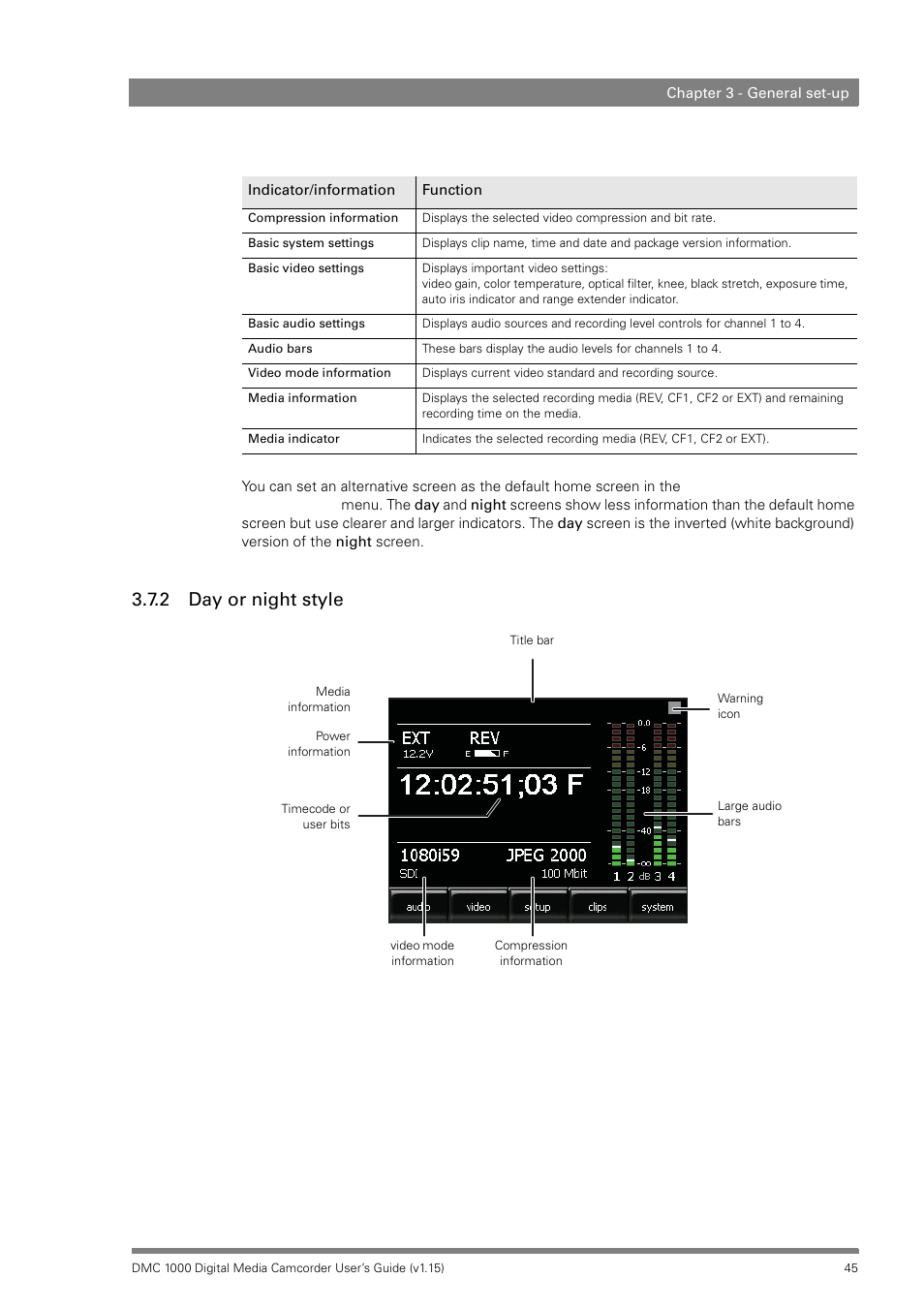 2 day or night style, Day or night style | Infinity DMC 1000 User Manual | Page 45 / 150