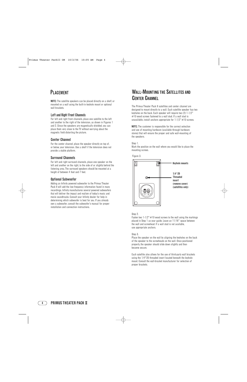 Lacement | Infinity Primus Theater Pack II Primus Series User Manual | Page 4 / 8