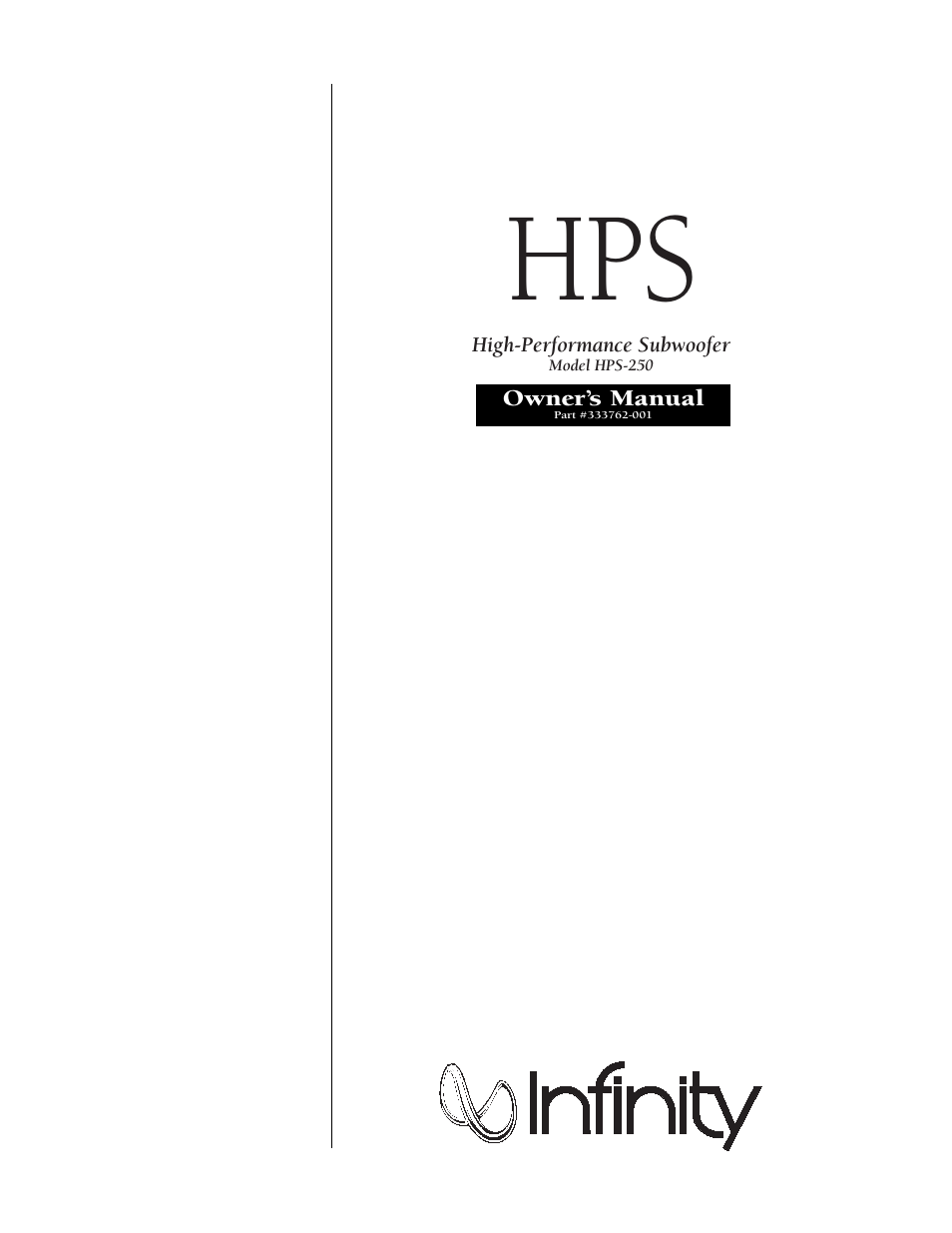 Infinity HPS-250 User Manual | 16 pages
