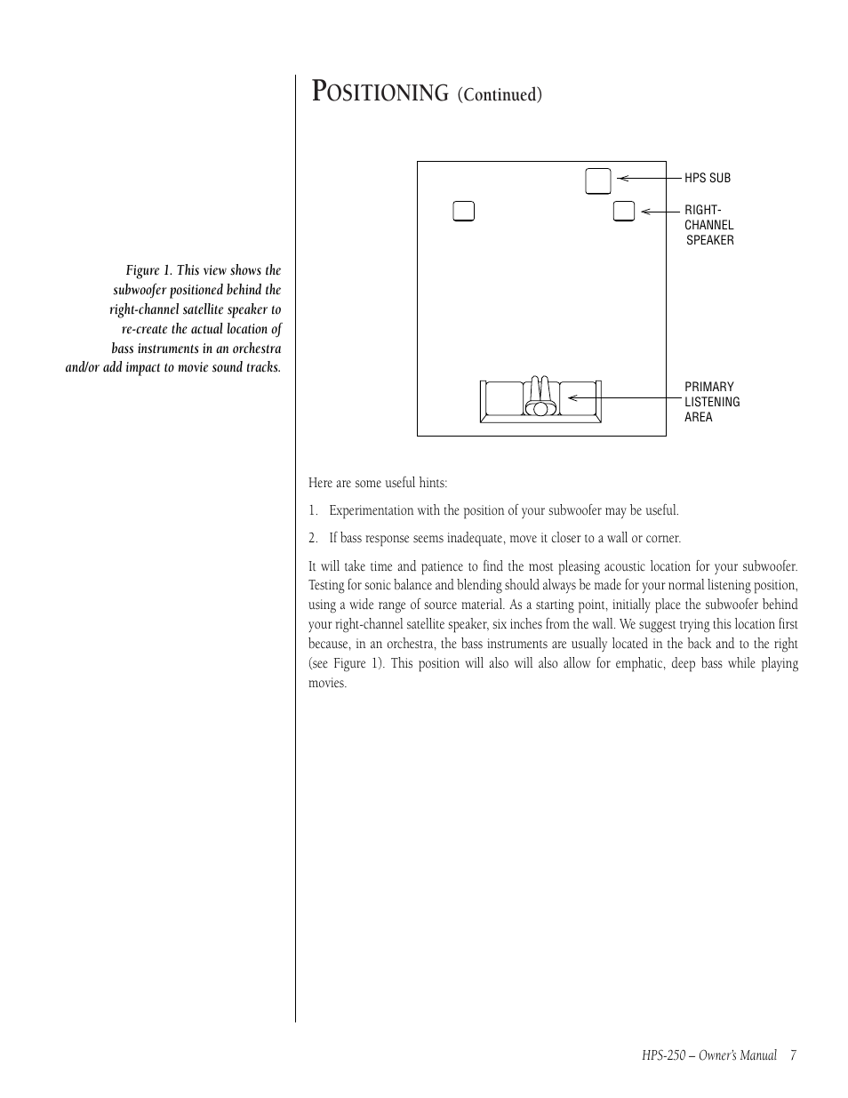Ositioning | Infinity HPS-250 User Manual | Page 7 / 16