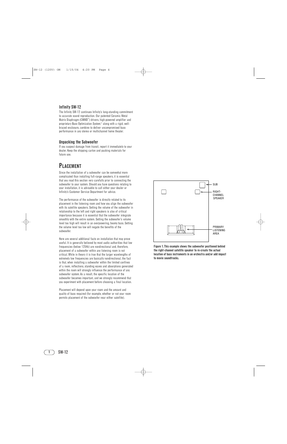 Lacement | Infinity SW-12 User Manual | Page 4 / 12