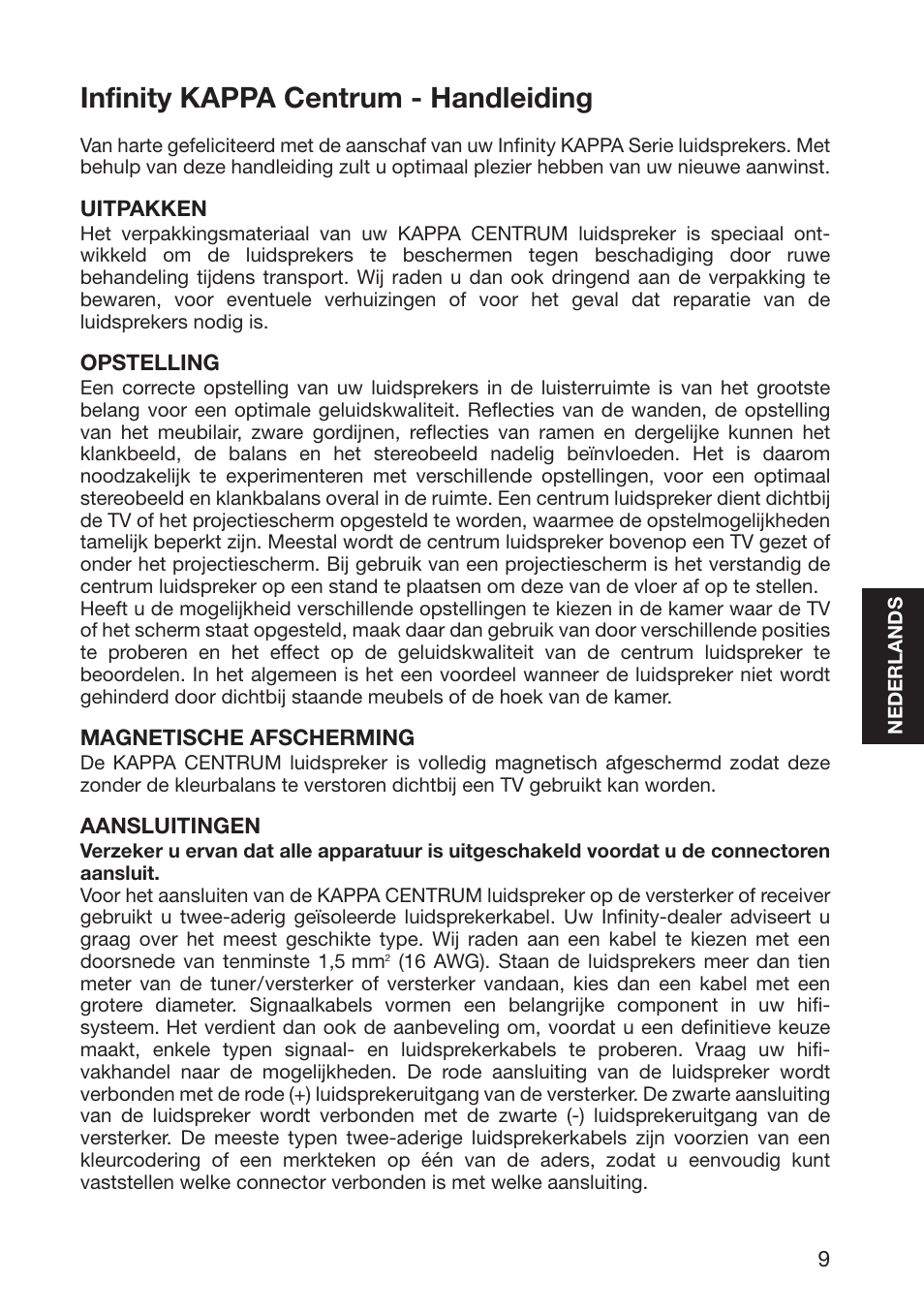 Infinity kappa centrum - handleiding | Infinity Kappa 10926 User Manual | Page 11 / 22