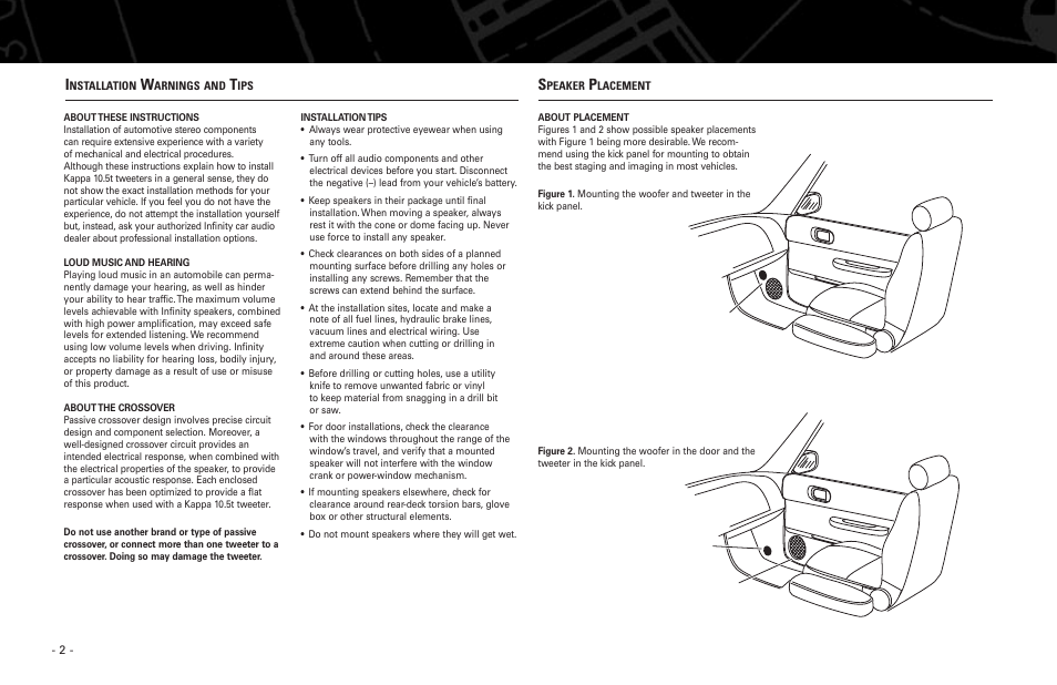 Installation | Infinity Kappa 10.5t User Manual | Page 2 / 8