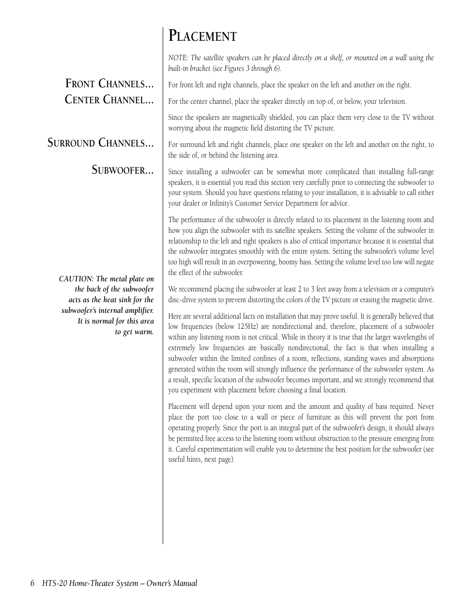 Lacement | Infinity HTS-20 User Manual | Page 6 / 20