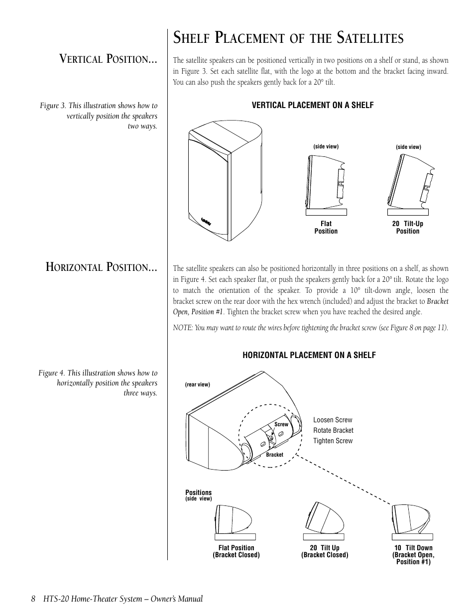 Helf, Lacement of the, Atellites | Infinity HTS-20 User Manual | Page 8 / 20