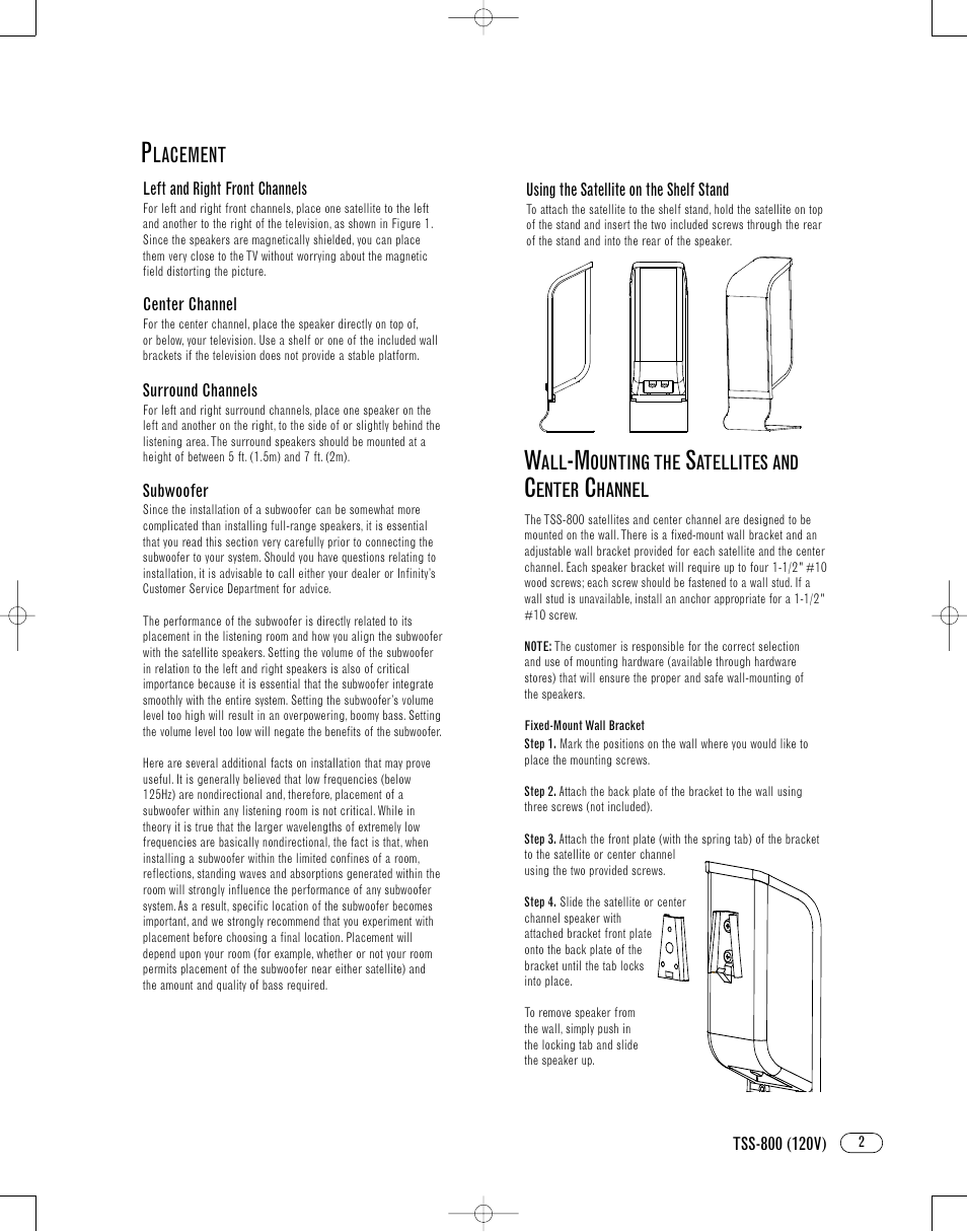 Lacement | Infinity TSS-800 User Manual | Page 5 / 12