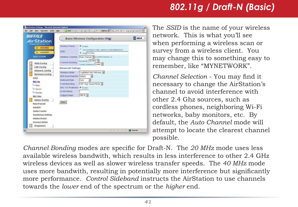 11g / draft-n (basic) | Infinity Wireless Router & AP WZR-G300N User Manual | Page 41 / 91